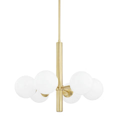 Mitzi-Stella Chandelier - 6 Light Frosted Glass Fixture in Aged Brass, Old Bronze, or Polished Nickel