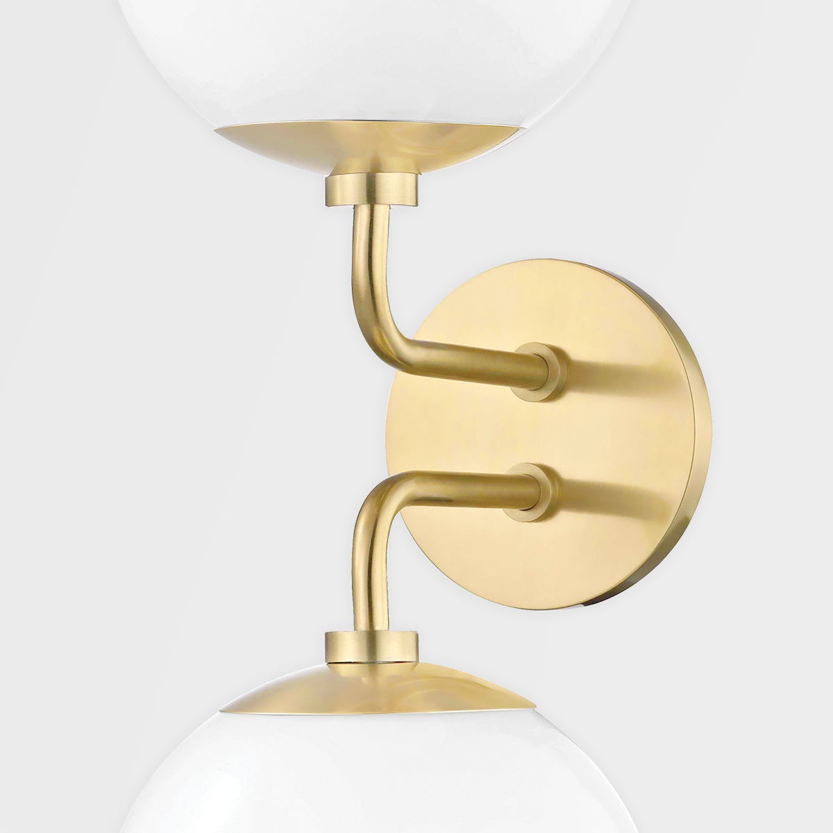 Mitzi Stella Sconce 2-Light Wall Fixture With Opal Glass Shades And Metal Caps In Aged Brass, Old Bronze, Or Polished Nickel