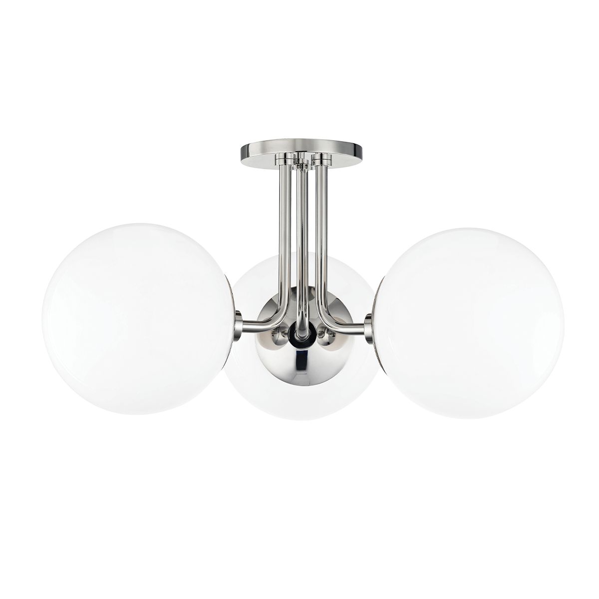 Mitzi-Stella Semi-Flush Ceiling Light - 3-Light Globe Design with Glossy Opal Glass in 3 Finishes