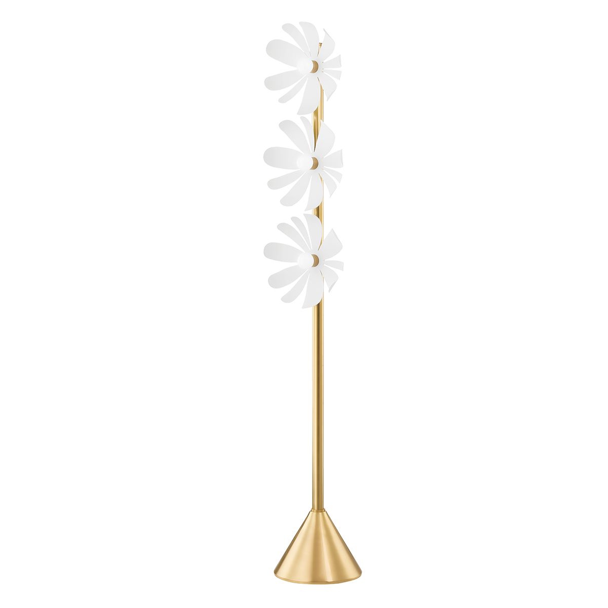 Mitzi Twiggy Floor Lamp with Floral Petals and Aged Brass Accents – Retro Inspired Design