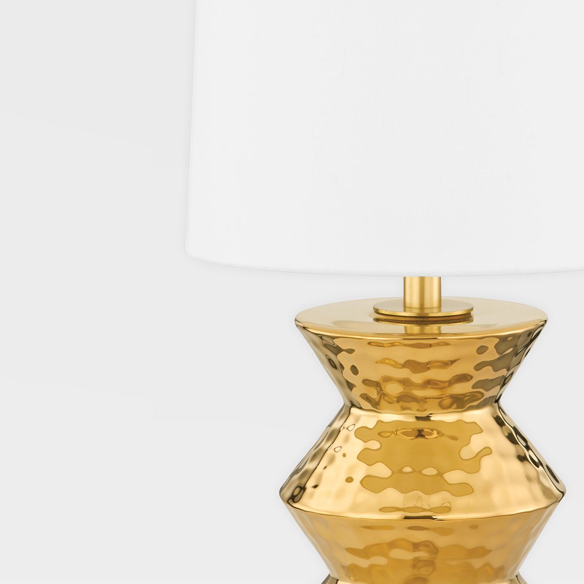 Mitzi-Zoe Table Lamp – Elegant Gold Ceramic Design with Textured Base and White Linen Shade