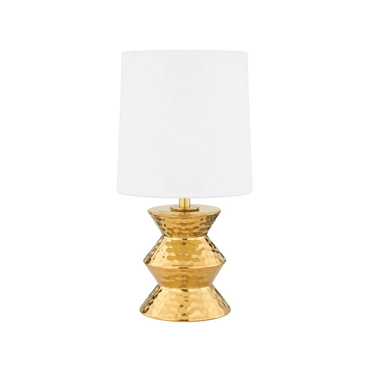 Mitzi-Zoe Table Lamp – Elegant Gold Ceramic Design with Textured Base and White Linen Shade