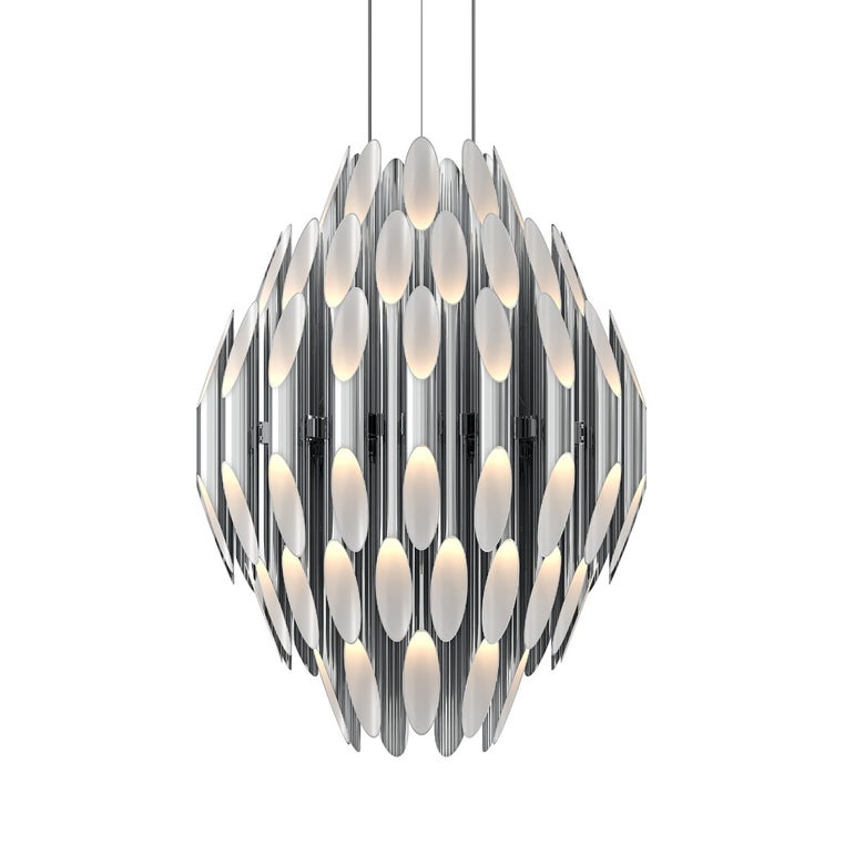 SONNEMAN-Chimes Chandelier - 3-Tier LED Illuminated Design with Metallic Finish for Modern Sophistication