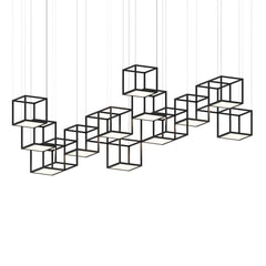 SONNEMAN Cubix 12-Light LED Chandelier with Modern Suspended Cube Design for Contemporary Spaces