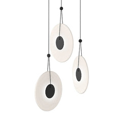 SONNEMAN Meclisse 3-Light LED Chandelier with Ribbed Glass Disc and Dazzling Illuminate Medallions