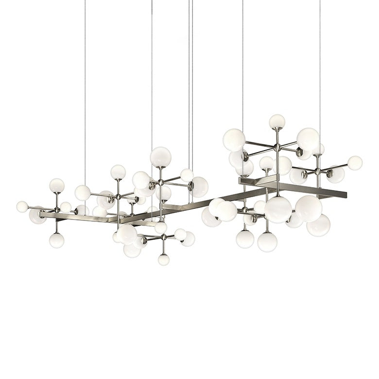 SONNEMAN Nebula Zig Zag Chandelier - Illuminating Glass Spheres in Expansive High-Ceiling Designs