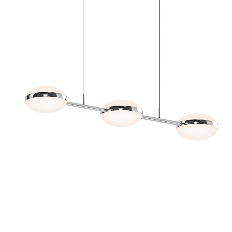 SONNEMAN Pillows Linear Chandelier with Oval Acrylic Dome, LED Light, Aluminum Frame in Brass, Chrome, or Black