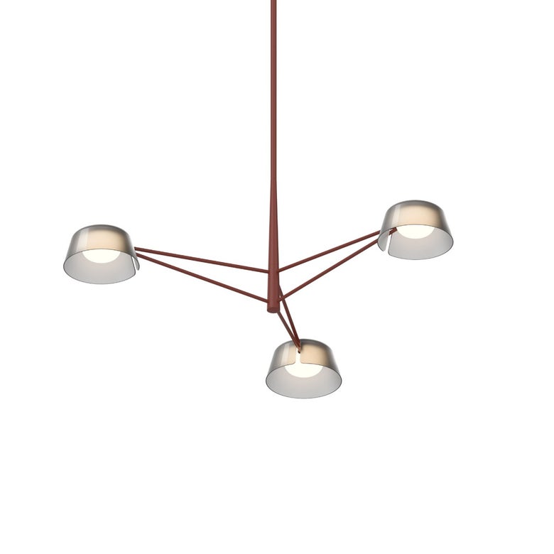 SONNEMAN Ray 3-Light LED Chandelier with Adjustable Height, Modern Geometric Design and Soft Shades