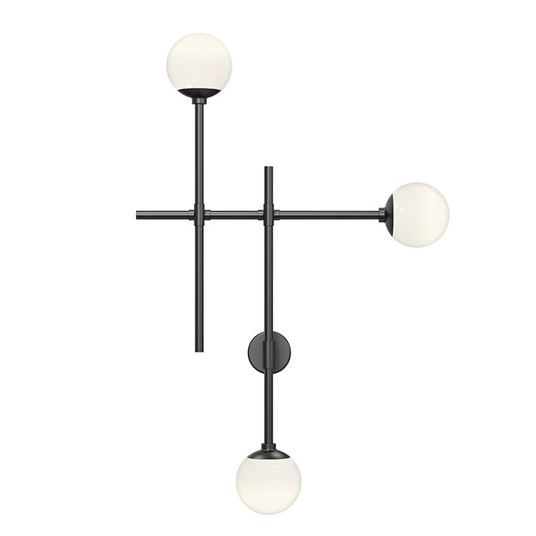 SONNEMAN-Sabon 3-Light Triple Sconce with White Etched Globe for Modern Minimalist Illumination