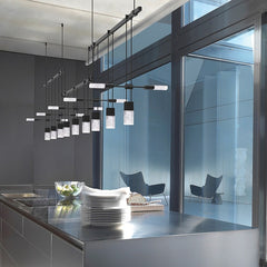 SONNEMAN Suspenders 36" 3-Bar Offset Linear Pendant With Crystal Chiclet & Cluster Luminaires