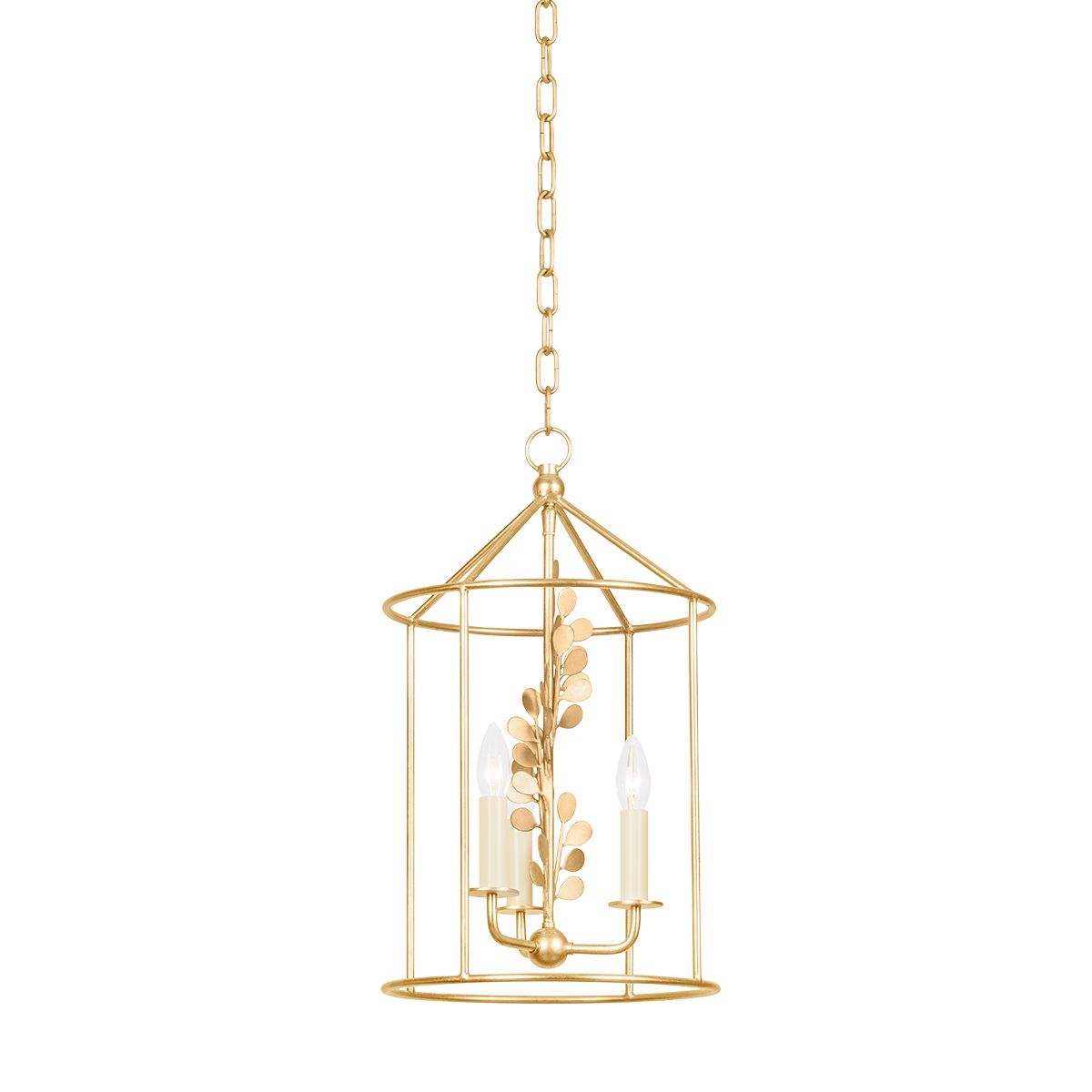 Troy Lighting Adrienne Lantern with Botanical Design and Vintage Gold Leaf Finish – Elegant Hanging Lantern Accent