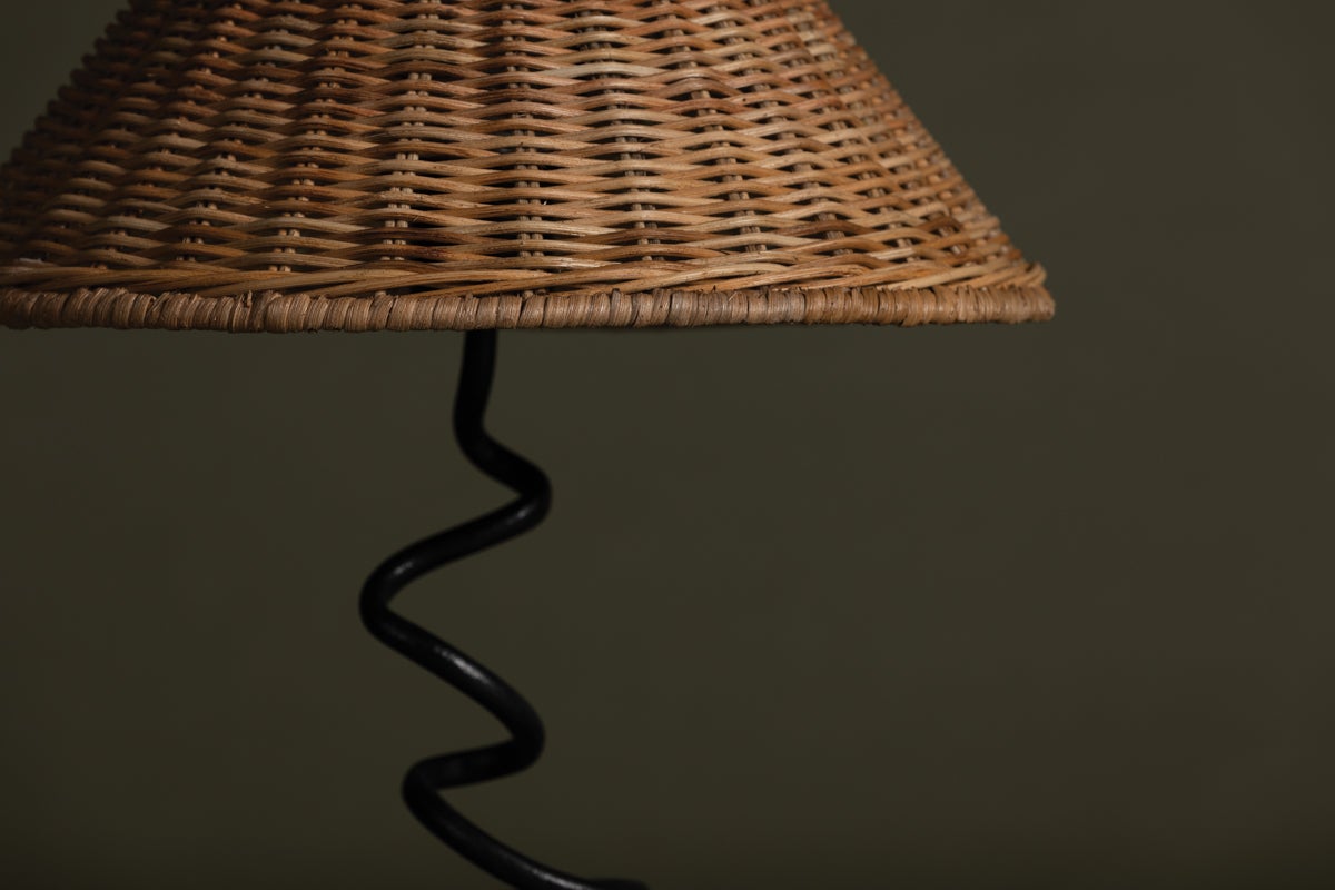 Troy Lighting-Alaric Table Lamp With Whimsical Forged Iron Stem And Tapered Natural Rattan Shade