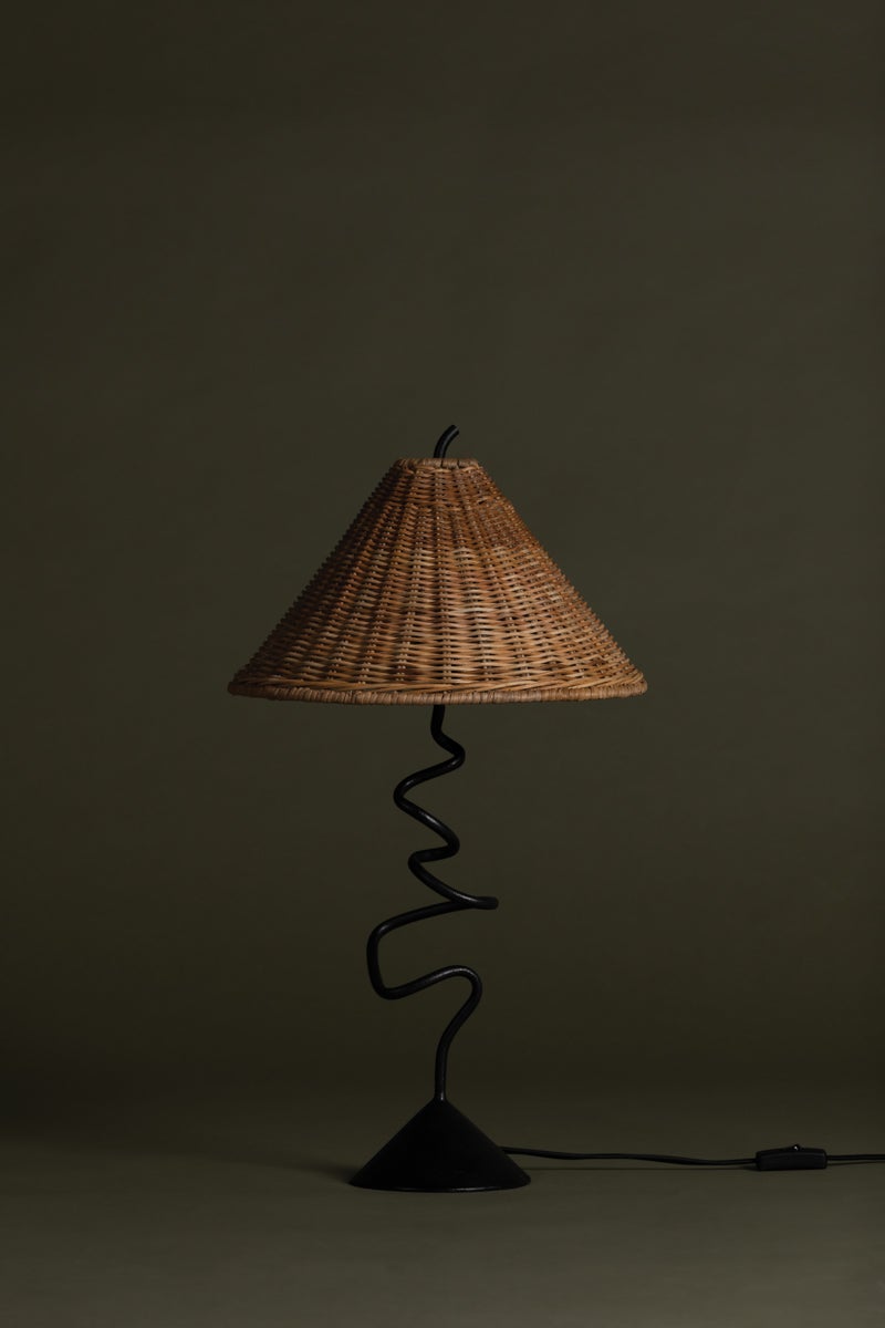 Troy Lighting-Alaric Table Lamp With Whimsical Forged Iron Stem And Tapered Natural Rattan Shade