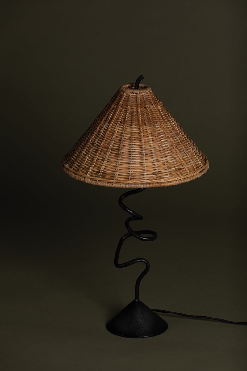 Troy Lighting-Alaric Table Lamp With Whimsical Forged Iron Stem And Tapered Natural Rattan Shade