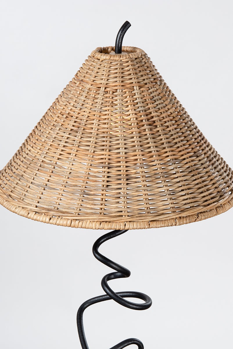 Troy Lighting-Alaric Table Lamp With Whimsical Forged Iron Stem And Tapered Natural Rattan Shade