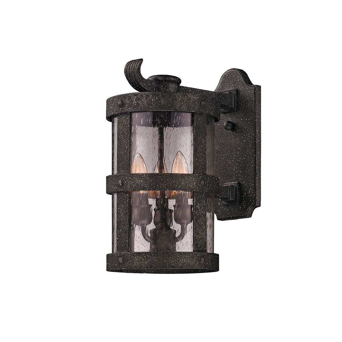 Troy Lighting Barbosa Large Outdoor Wall Light With Hand-Forged Iron Frame And Aged Pewter Finish