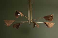 Troy Lighting Barnaby 6-Light Chandelier With Vintage Gold Leaf Finish And Natural Abaca Shades