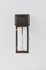 Troy Lighting Bohen Medium Outdoor Wall Sconce - Classic American Lantern Design in Forged Iron and Patina Brass