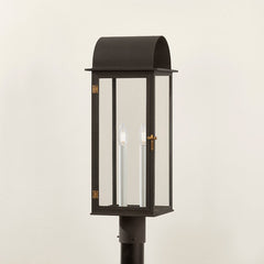 Troy Lighting-Bohen Outdoor Post Light - Modern Gas Lantern Design with Forged Iron Finish and Patina Brass Accents