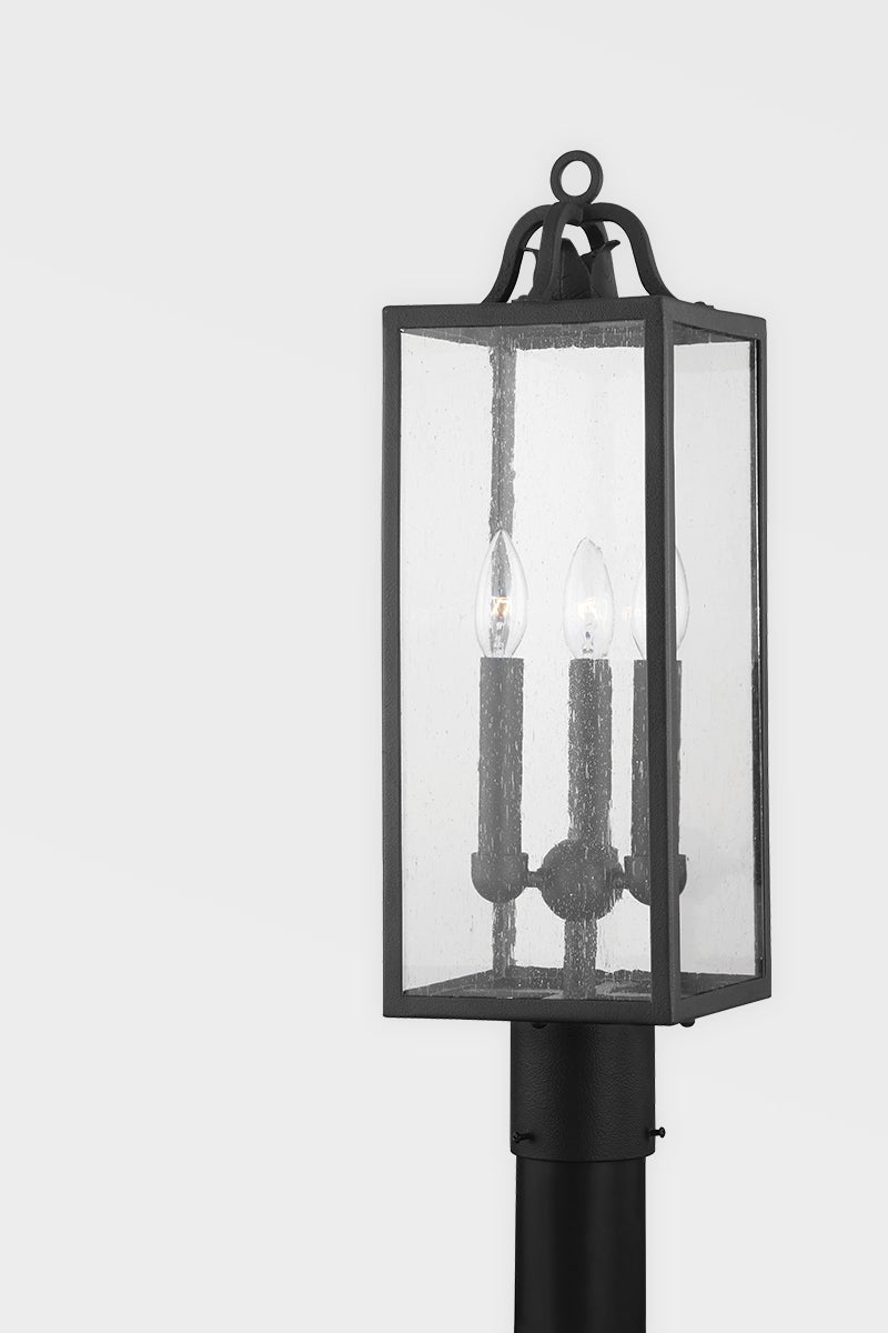 Troy Lighting-Caiden Outdoor Post Light - Elegant Clear Seeded Glass and Durable Forged Iron Frame