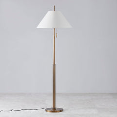 Troy Lighting Clic Floor Lamp With Patina Brass Finish And Off-White Linen Shade