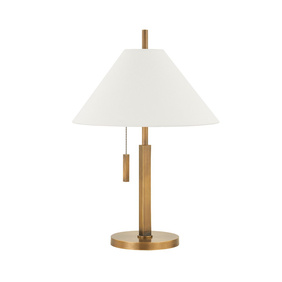 Troy Lighting Clic Table Lamp With Patina Brass Finish And Off-White Linen Shade