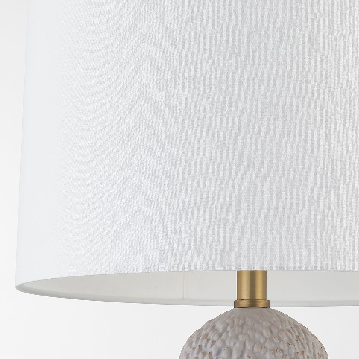 Troy Lighting-Crater Table Lamp - Ceramic White Gold Base with White Linen Shade, Inspired by Jackfruit Design