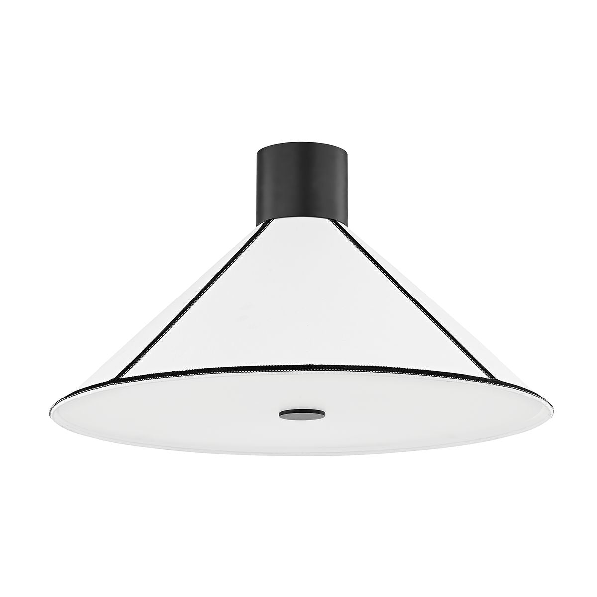 Troy Lighting Forrest 2-Light Semi-Flush Ceiling Light with Black Trim and White Linen Shade