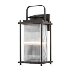 Troy Lighting James Bay Outdoor Wall Sconce - Asian-Inspired Design with Clear Ribbed Glass and Bronze Finish