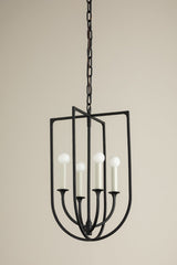 Troy Lighting Kael Minimalist Lantern with Open Cage Structure and Classic Black Iron Finish