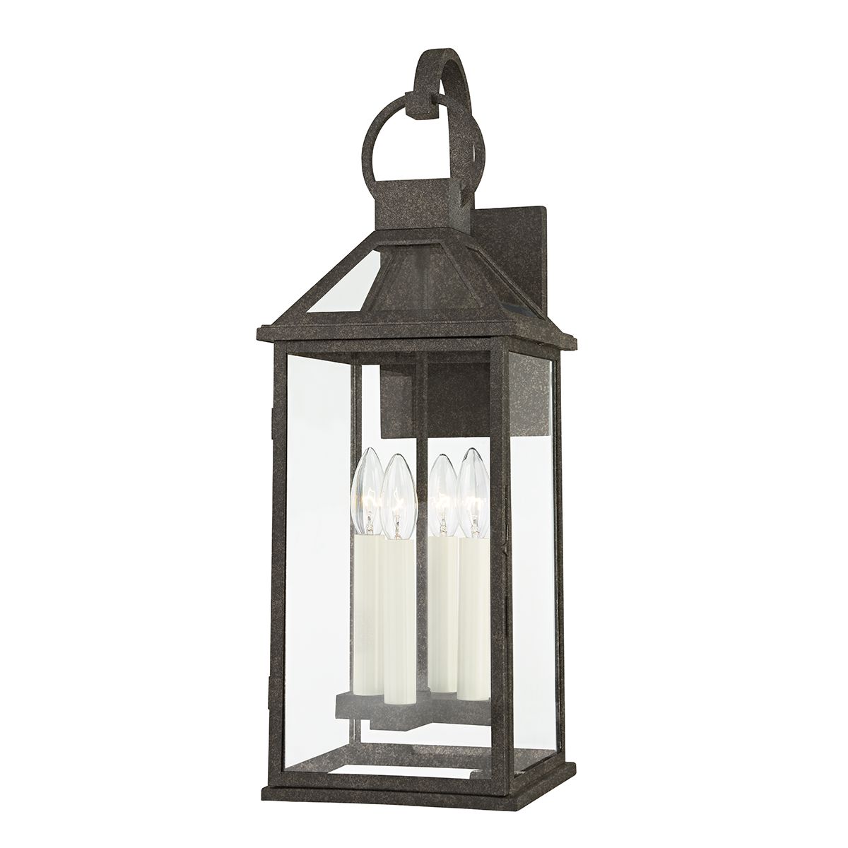 Troy Lighting Large Sanders Outdoor Wall Sconce – Cottage-Inspired with Clear Glass Panels and French Iron Finish