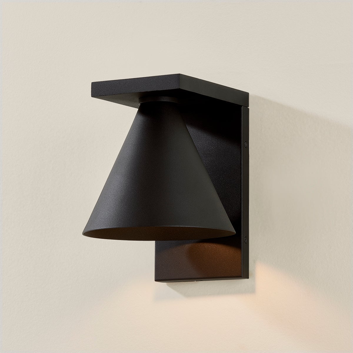 Troy Lighting Large Sean Outdoor Wall Sconce With Conical Shade And Textured Black Finish