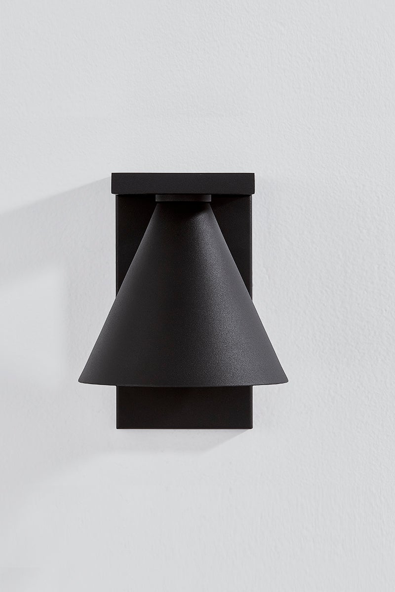 Troy Lighting Large Sean Outdoor Wall Sconce With Conical Shade And Textured Black Finish