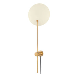 Troy Lighting-Leif Plug-In Sconce With Circular Shade, Patina Brass Finish, Earthy Design Aesthetic