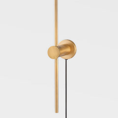 Troy Lighting-Leif Plug-In Sconce With Circular Shade, Patina Brass Finish, Earthy Design Aesthetic