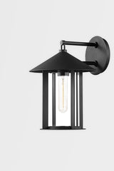 Troy Lighting Long Beach Outdoor Wall Sconce With Clear Glass Cylinder And Textured Black Metal Frame