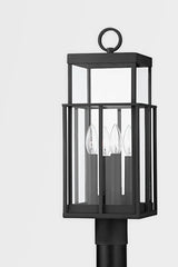 Troy Lighting-Longport Outdoor Post Light - Modern Textured Black Metal Frame with Clear Glass Panes