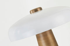 Troy Lighting Lush Table Lamp With Opal Glass Shade And Patina Brass Base - Modern Mushroom Design