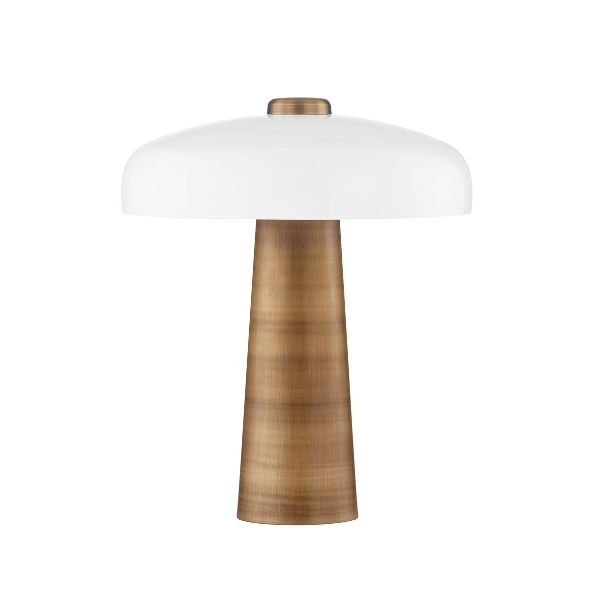 Troy Lighting Lush Table Lamp With Opal Glass Shade And Patina Brass Base - Modern Mushroom Design