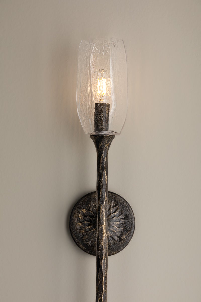 Troy Lighting Lyle Branch-Inspired Wall Sconce in Black Patina Gold with Faceted Glass Shades