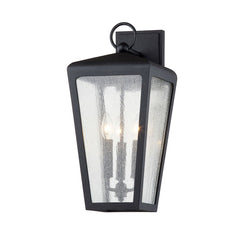 Troy Lighting-Mariden 3-Light Medium Outdoor Wall Sconce With Clear Seeded Glass And Textured Black Finish