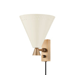 Troy Lighting Marvin Plug-In Sconce With Conical Shade, Patina Brass Accent, Uplight/Downlight Options