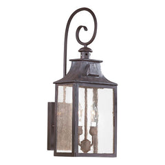 Troy Lighting-Medium Newton Outdoor Wall Light – Clear Seeded Glass in Hand-Forged Soft Black Iron Frame