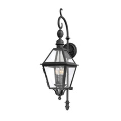 Troy Lighting Medium Townsend Outdoor Wall Sconce - Hand-Forged Iron, Textured Black Finish, Clear Glass Panes