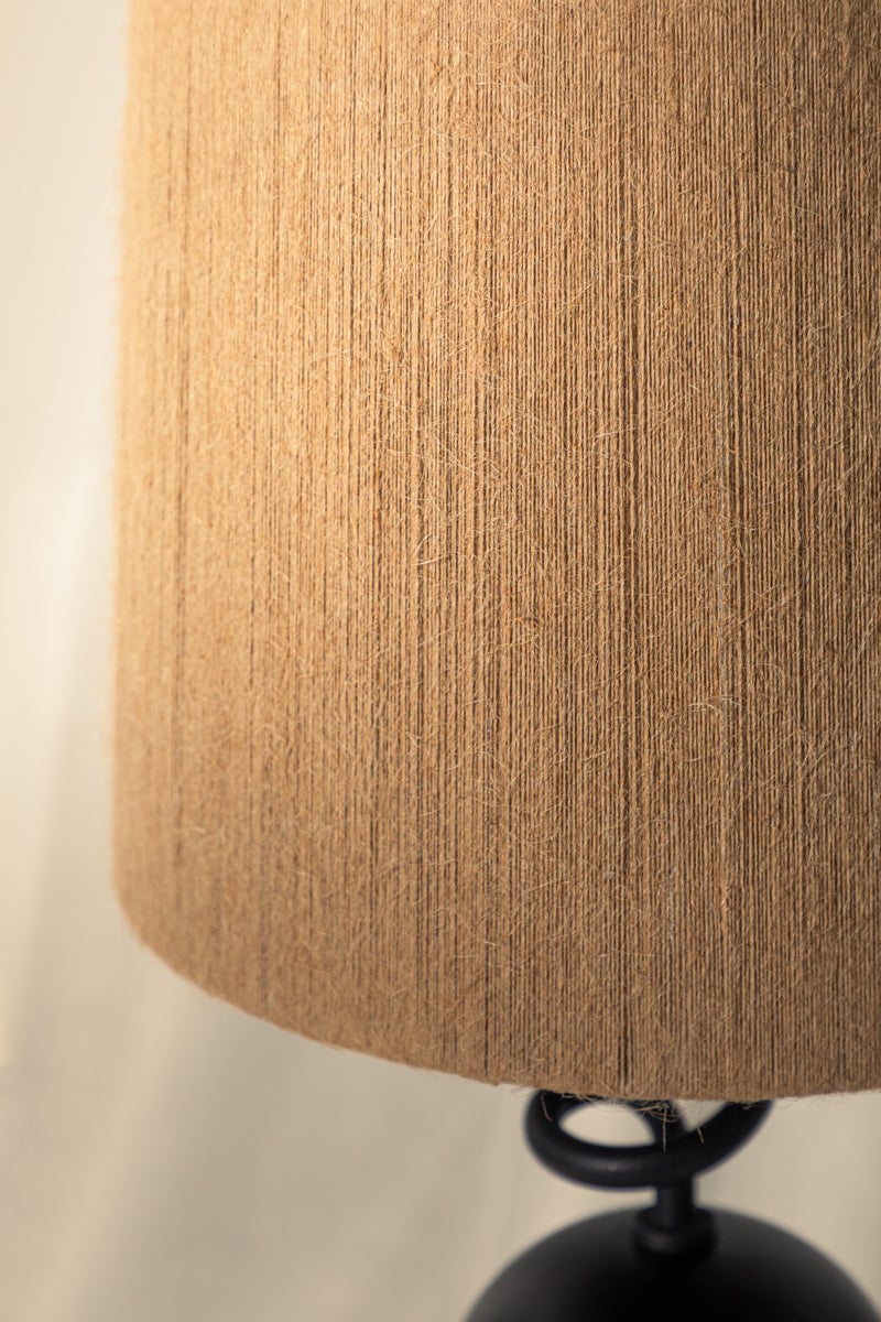 Troy Lighting Morri Table Lamp - Charred Wood Base, Artfully Twisted Neck, Natural Abaca String Shade