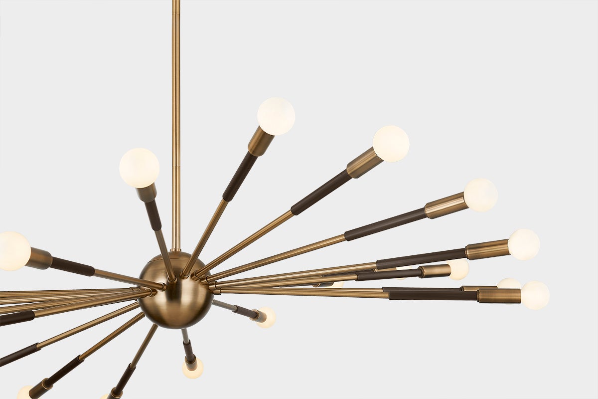 Troy Lighting Obie Chandelier - Large 22-Light Mid-Century Modern Design in Patina Brass and Bronze Finish