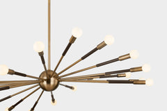 Troy Lighting Obie Chandelier - Large 22-Light Mid-Century Modern Design in Patina Brass and Bronze Finish