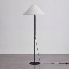 Troy Lighting Pilar Floor Lamp With Braided Cord, Textured Black Finish, Off-White Linen Shade