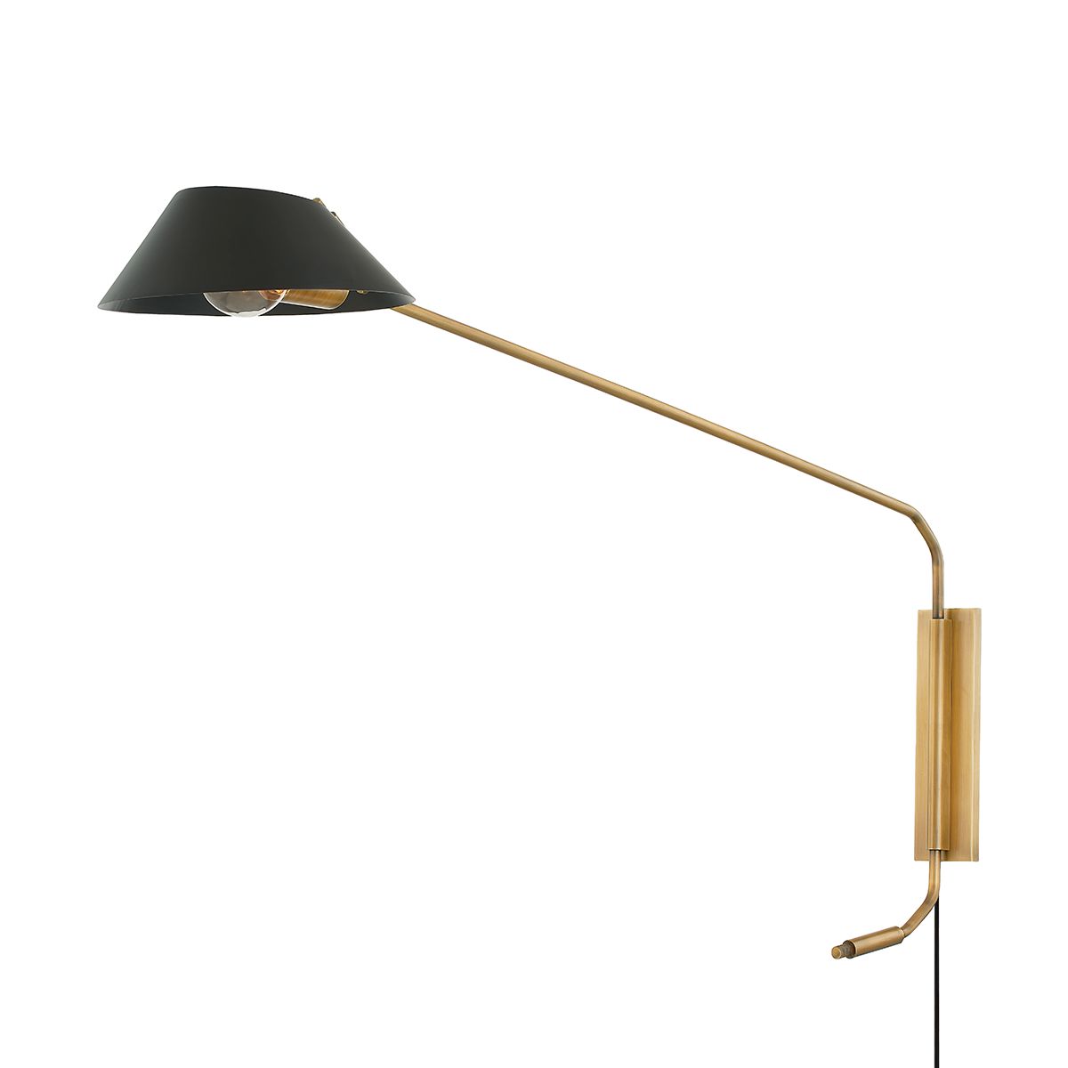 Troy Lighting-Sacramento Plug-In Sconce With Patina Brass And Metal Shades For Stylish Low-Profile Lighting