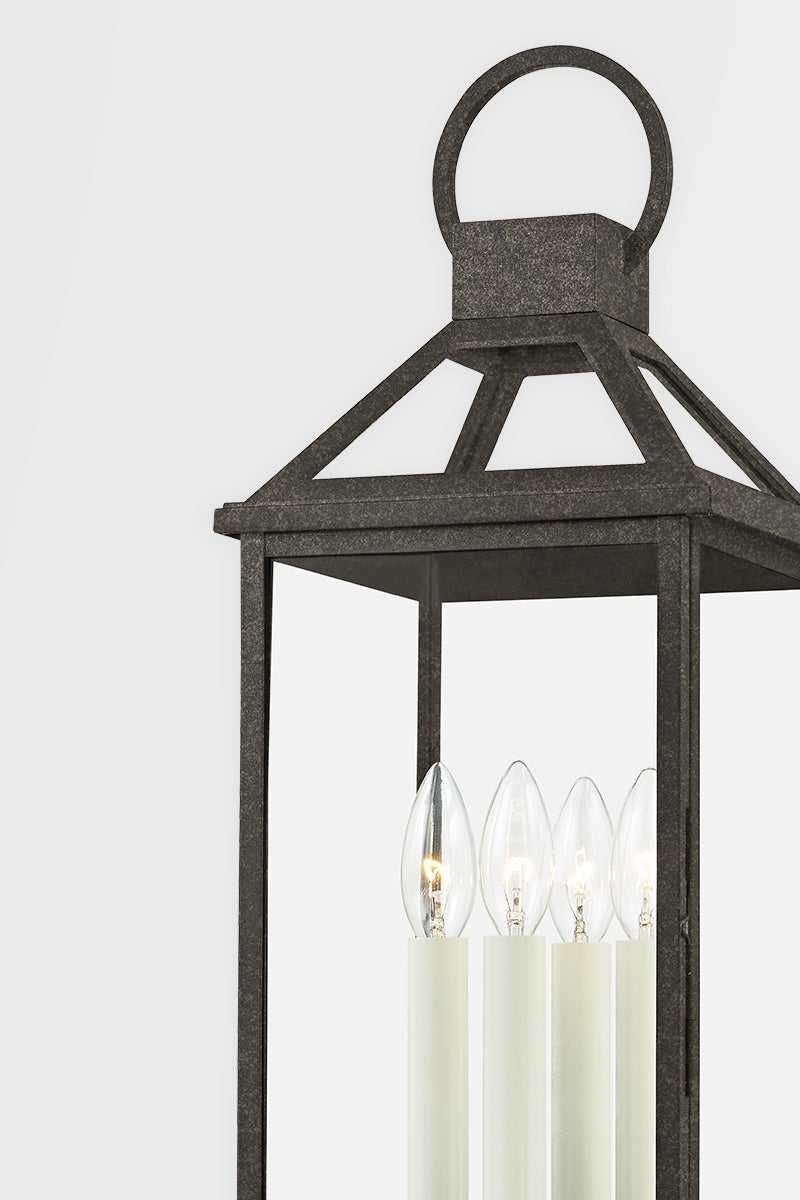 Troy Lighting-Sanders Outdoor Post Light with Clear Glass, French Iron Finish, and Candlestick Design